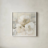 Elegance III Greige by Albena Hristova. Shown in a crisp white glass frame for a clean and minimalist style. Available as an archival giclee rolled canvas, fine art paper, or poster print. SKU 33655a.