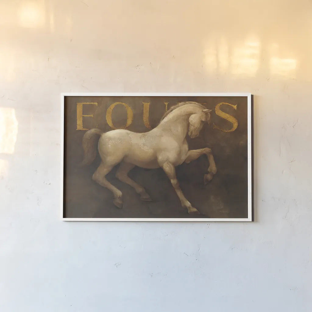 Equus by Albena Hristova. shown as a paper print in a white frame. Available as a archival giclee rolled canvas, fine art paper, or poster print. SKU 10346i.