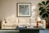 Estuary by Albena Hristova. Displayed in a glass frame with matte in a clean modern living room. Available as an archival giclee rolled canvas, fine art paper, or poster print. SKU 46419a.