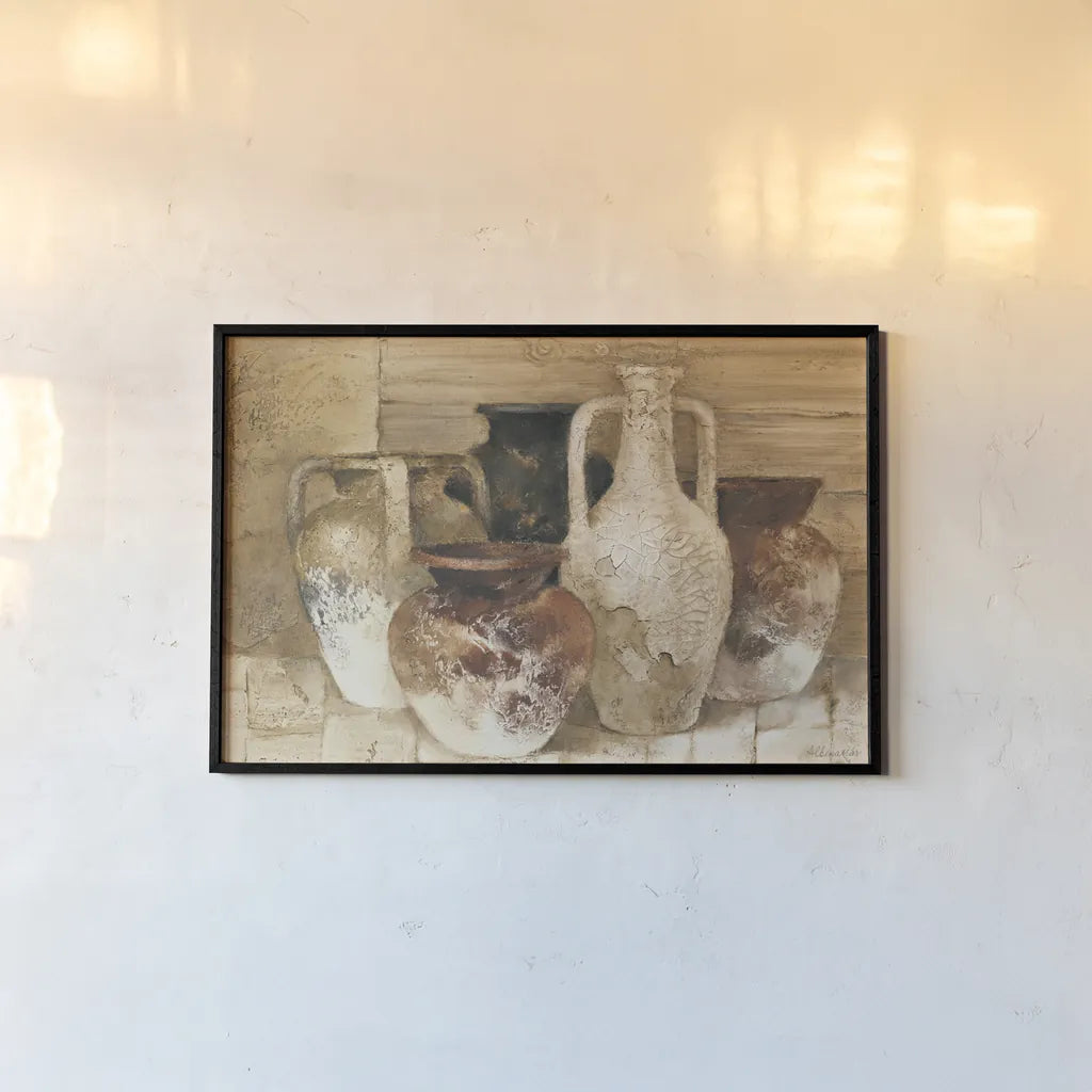 Etruscan Jugs by Albena Hristova. shown as a paper print in a black flame. Available as a archival giclee rolled canvas, fine art paper, or poster print. SKU 23887i.