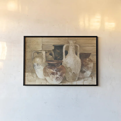 Etruscan Jugs by Albena Hristova. shown as a paper print in a black flame. Available as a archival giclee rolled canvas, fine art paper, or poster print. SKU 23887i.