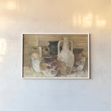 Etruscan Jugs by Albena Hristova. shown as a paper print in a white frame. Available as a archival giclee rolled canvas, fine art paper, or poster print. SKU 23887i.