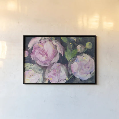 Evening Peonies II by Albena Hristova. shown as a paper print in a black flame. Available as a archival giclee rolled canvas, fine art paper, or poster print. SKU 62486i.