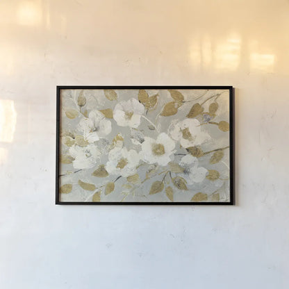 Fading Spring Gray and Gold by Albena Hristova. shown as a paper print in a black flame. Available as a archival giclee rolled canvas, fine art paper, or poster print. SKU 23666i.