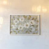 Fading Spring Gray and Gold by Albena Hristova. shown as a paper print in a white frame. Available as a archival giclee rolled canvas, fine art paper, or poster print. SKU 23666i.