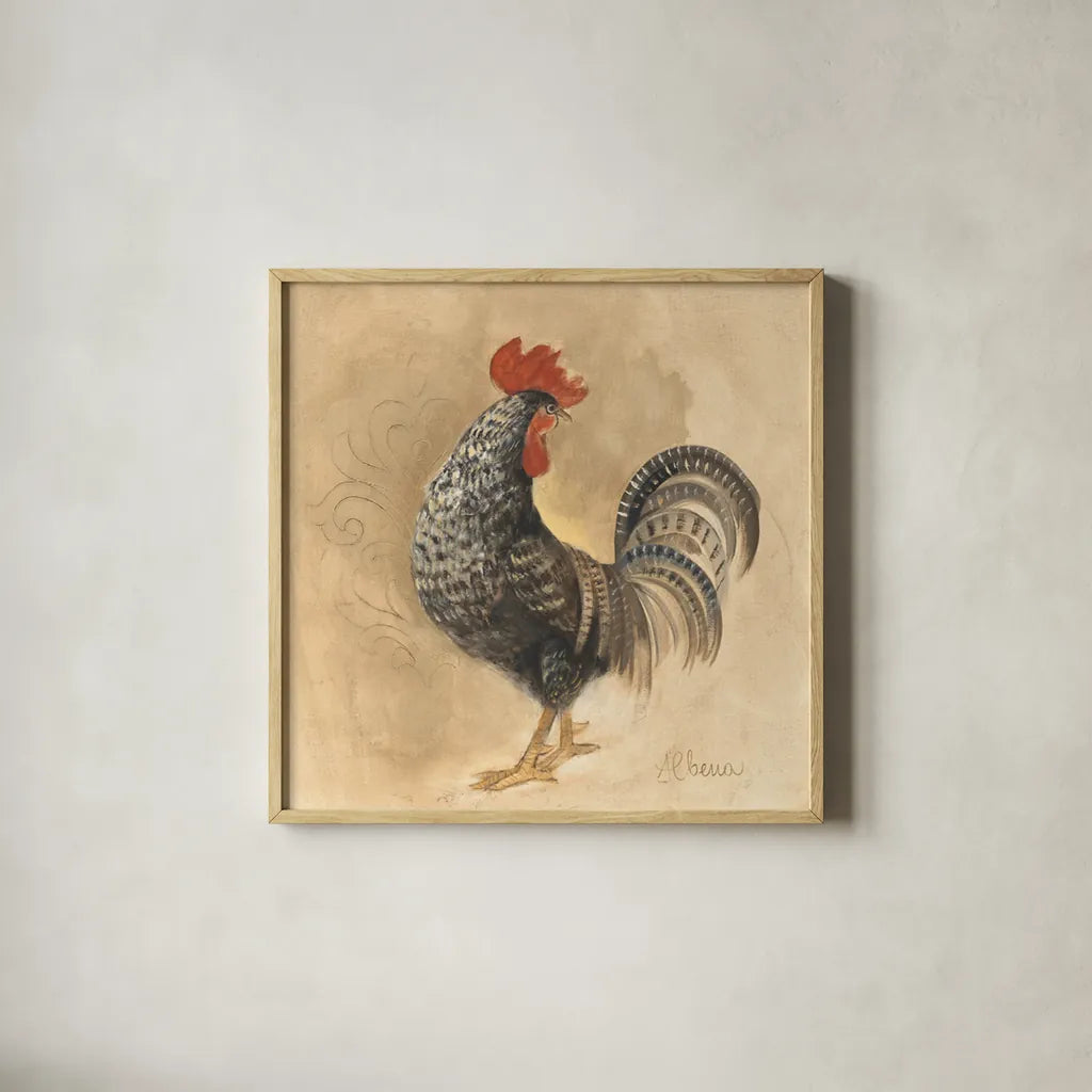 Farm Friend II by Albena Hristova. Shown in a natural wood glass frame for a timeless modern aesthetic. Available as an archival giclee rolled canvas, fine art paper, or poster print. SKU 54874a.