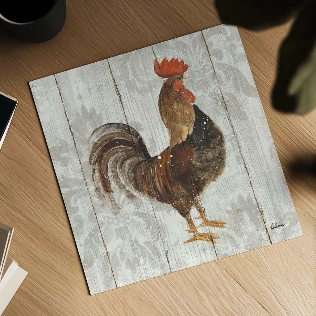 Farm Friend III on Barn Board by Albena Hristova. Shown as a detailed flat fine art print, highlighting archival giclee quality. Available as an archival giclee rolled canvas, fine art paper, or poster print. SKU 23347a.