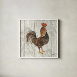 Farm Friend III on Barn Board by Albena Hristova. Shown in a crisp white glass frame for a clean and minimalist style. Available as an archival giclee rolled canvas, fine art paper, or poster print. SKU 23347a.