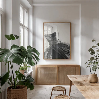 Fashionista III Crop by Albena Hristova. shown as a print in a natural wood frame in a dining room. Available as a archival giclee rolled canvas, fine art paper, or poster print. SKU 34621h.