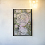 Favorite Peonies by Albena Hristova. shown as a paper print in a black flame. Available as a archival giclee rolled canvas, fine art paper, or poster print. SKU 59662h.