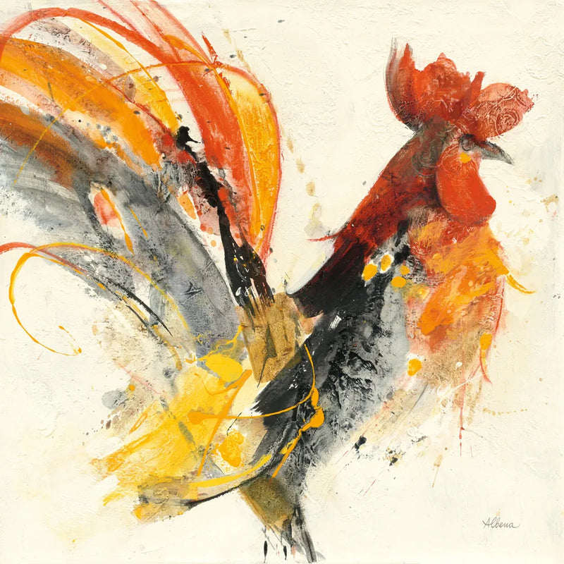 Festive Rooster I by Albena Hristova. SKU 41852a. Archival Giclee Fine art print for wall decor.