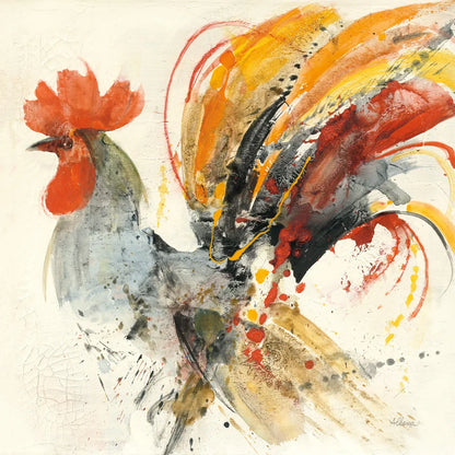 Festive Rooster II by Albena Hristova. SKU 41853a. Archival Giclee Fine art print for wall decor.