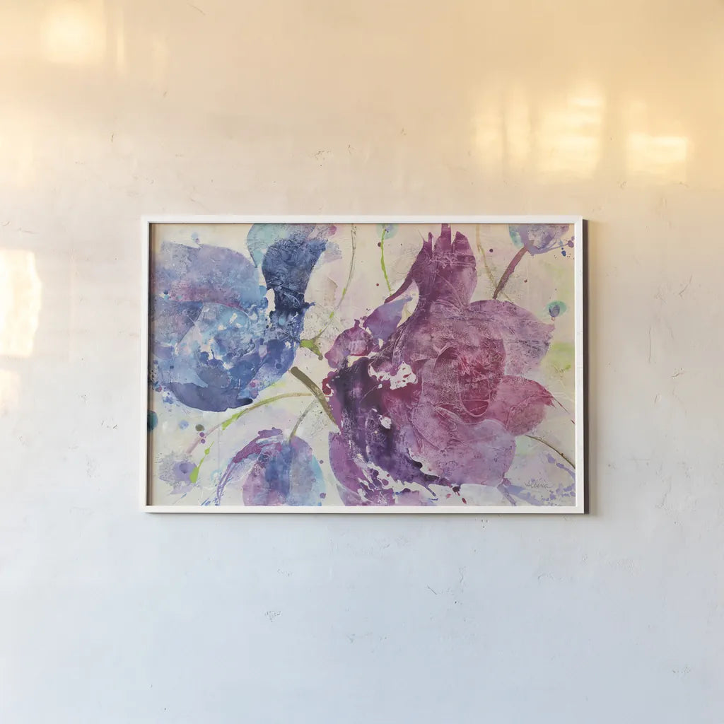 Fireworks Abstract v2 by Albena Hristova. shown as a paper print in a white frame. Available as a archival giclee rolled canvas, fine art paper, or poster print. SKU 35966i.