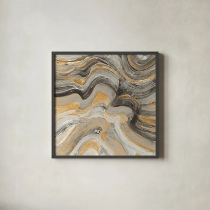 Floating Lava Autumn by Albena Hristova. Shown in a sleek black glass frame for a contemporary gallery look. Available as an archival giclee rolled canvas, fine art paper, or poster print. SKU 78327a.