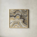 Floating Lava Neutral by Albena Hristova. Shown in a natural wood glass frame for a timeless modern aesthetic. Available as an archival giclee rolled canvas, fine art paper, or poster print. SKU 26884a.