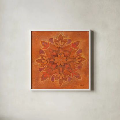 Floral Block Design III Tile IV by Albena Hristova. Shown in a crisp white glass frame for a clean and minimalist style. Available as an archival giclee rolled canvas, fine art paper, or poster print. SKU 54899a.
