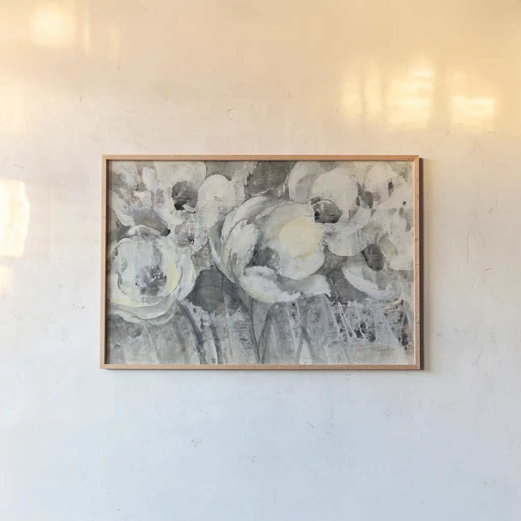 Floral Fantasy by Albena Hristova. shown as a paper print in a natural frame. Available as a archival giclee rolled canvas, fine art paper, or poster print. SKU 57909i.