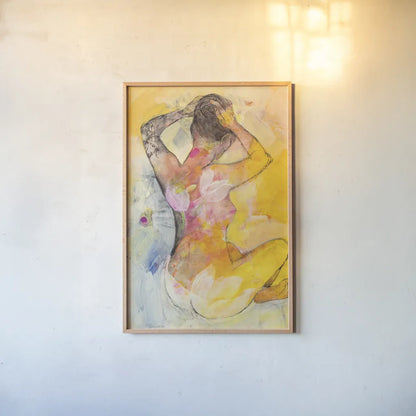 Floral Figures I by Albena Hristova. shown as a paper print in a natural frame. Available as a archival giclee rolled canvas, fine art paper, or poster print. SKU 80832h.