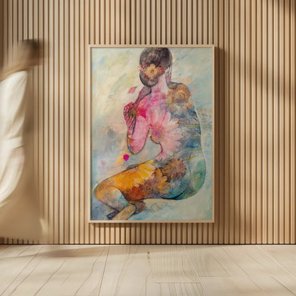 Floral Figures II by Albena Hristova. shown as over sized large wall art. Available as an archival giclee rolled canvas, fine art paper, or poster print. SKU 80833h.