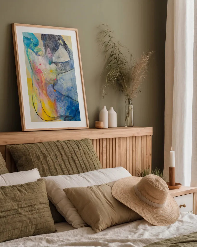 Floral Figures III by Albena Hristova. shown as a paper print in a natural frame. Available as a archival giclee rolled canvas, fine art paper, or poster print. SKU 80834h.