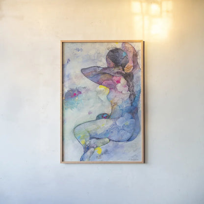 Floral Figures IV by Albena Hristova. shown as a paper print in a natural frame. Available as a archival giclee rolled canvas, fine art paper, or poster print. SKU 80835h.