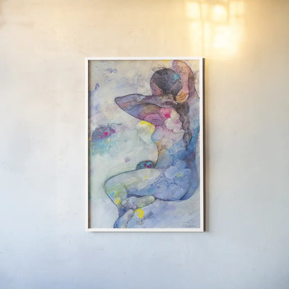 Floral Figures IV by Albena Hristova. shown as a paper print in a white frame. Available as a archival giclee rolled canvas, fine art paper, or poster print. SKU 80835h.