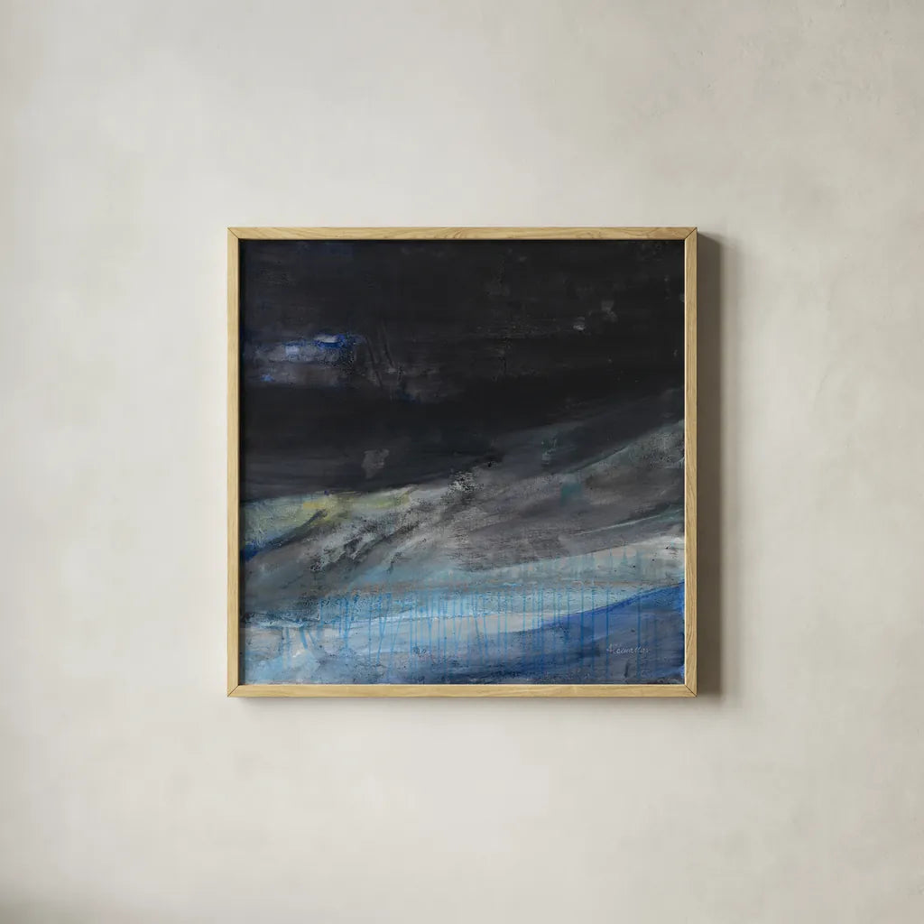 Flow I by Albena Hristova. Shown in a natural wood glass frame for a timeless modern aesthetic. Available as an archival giclee rolled canvas, fine art paper, or poster print. SKU 77988a.