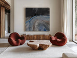 Flow III by Albena Hristova. Shown as extra-large giant wall art in a modern living room. Available as an archival giclee rolled canvas, fine art paper, or poster print. SKU 77990a.