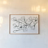 Flower Drawing by Albena Hristova. shown as a paper print in a natural frame. Available as a archival giclee rolled canvas, fine art paper, or poster print. SKU 48090i.