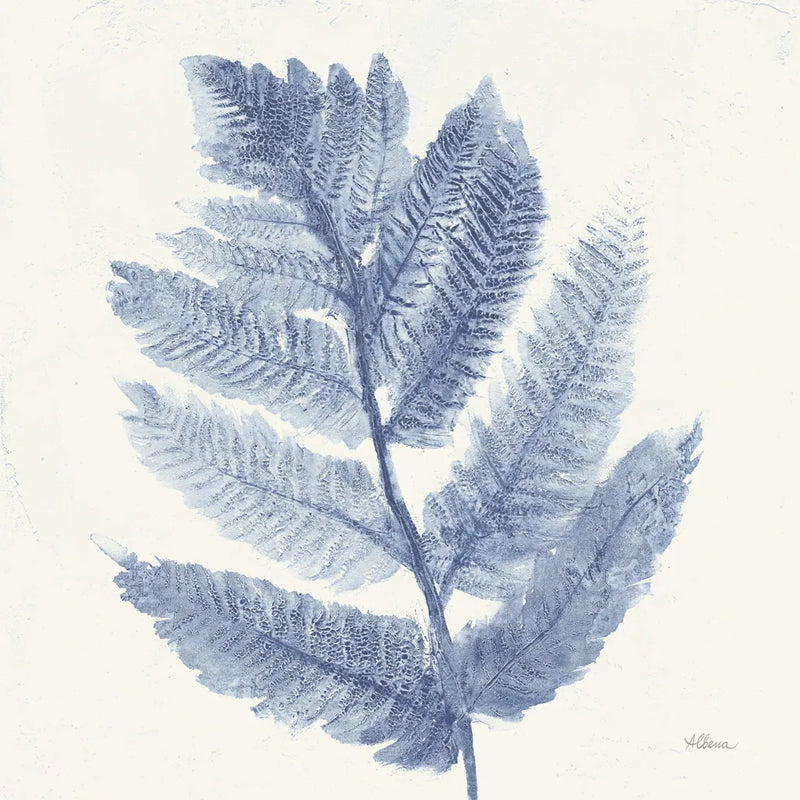 Forest Ferns I Blue by Albena Hristova. SKU 42748a. Archival Giclee Fine art print for wall decor.