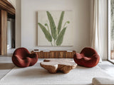 Forest Ferns II Dark by Albena Hristova. Shown as extra-large giant wall art in a modern living room. Available as an archival giclee rolled canvas, fine art paper, or poster print. SKU 54077a.