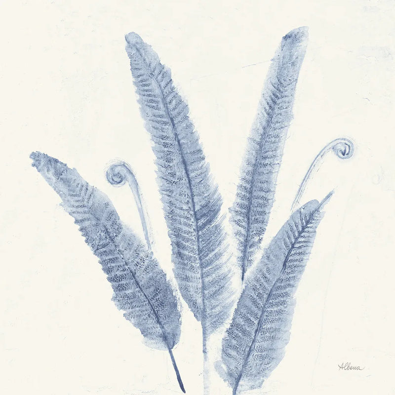 Forest Ferns II v2 Blue by Albena Hristova. SKU 42749a. Archival Giclee Fine art print for wall decor.