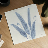 Forest Ferns II v2 Blue by Albena Hristova. Shown as a detailed flat fine art print, highlighting archival giclee quality. Available as an archival giclee rolled canvas, fine art paper, or poster print. SKU 42749a.