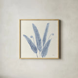 Forest Ferns II v2 Blue by Albena Hristova. Shown in a natural wood glass frame for a timeless modern aesthetic. Available as an archival giclee rolled canvas, fine art paper, or poster print. SKU 42749a.