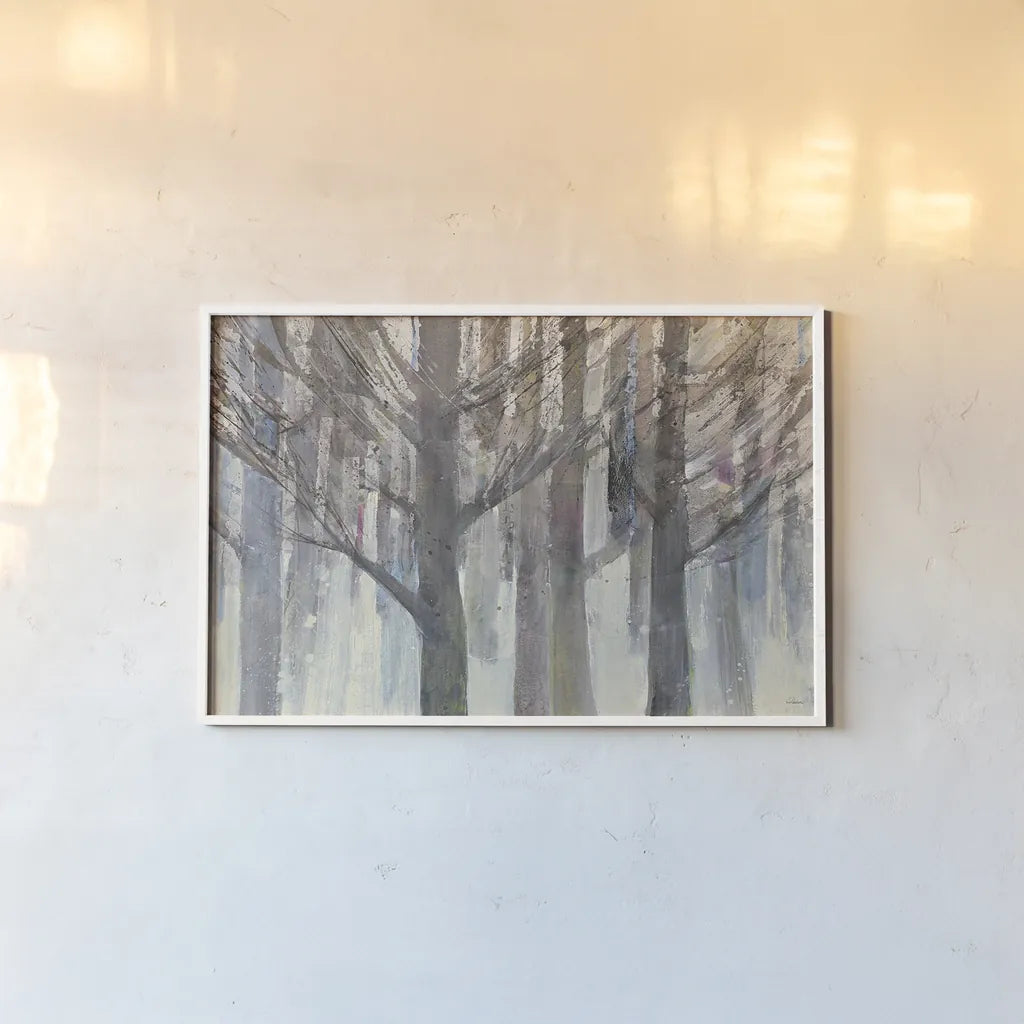 Forest Light by Albena Hristova. shown as a paper print in a white frame. Available as a archival giclee rolled canvas, fine art paper, or poster print. SKU 23822i.