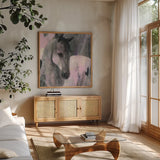 Gallant by Albena Hristova. Shown in a natural wood frame in a cozy modern living room. Available as an archival giclee rolled canvas, fine art paper, or poster print. SKU 41851a.
