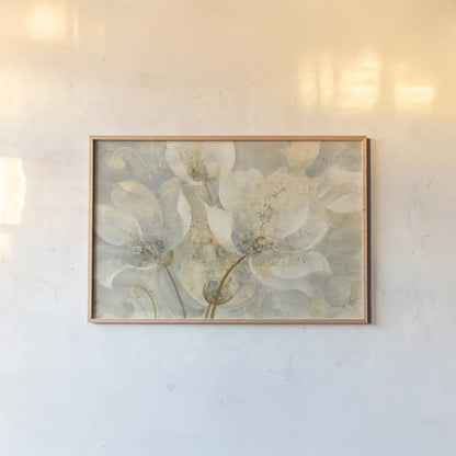 Garden Whispers by Albena Hristova. shown as a paper print in a natural frame. Available as a archival giclee rolled canvas, fine art paper, or poster print. SKU 43396i.