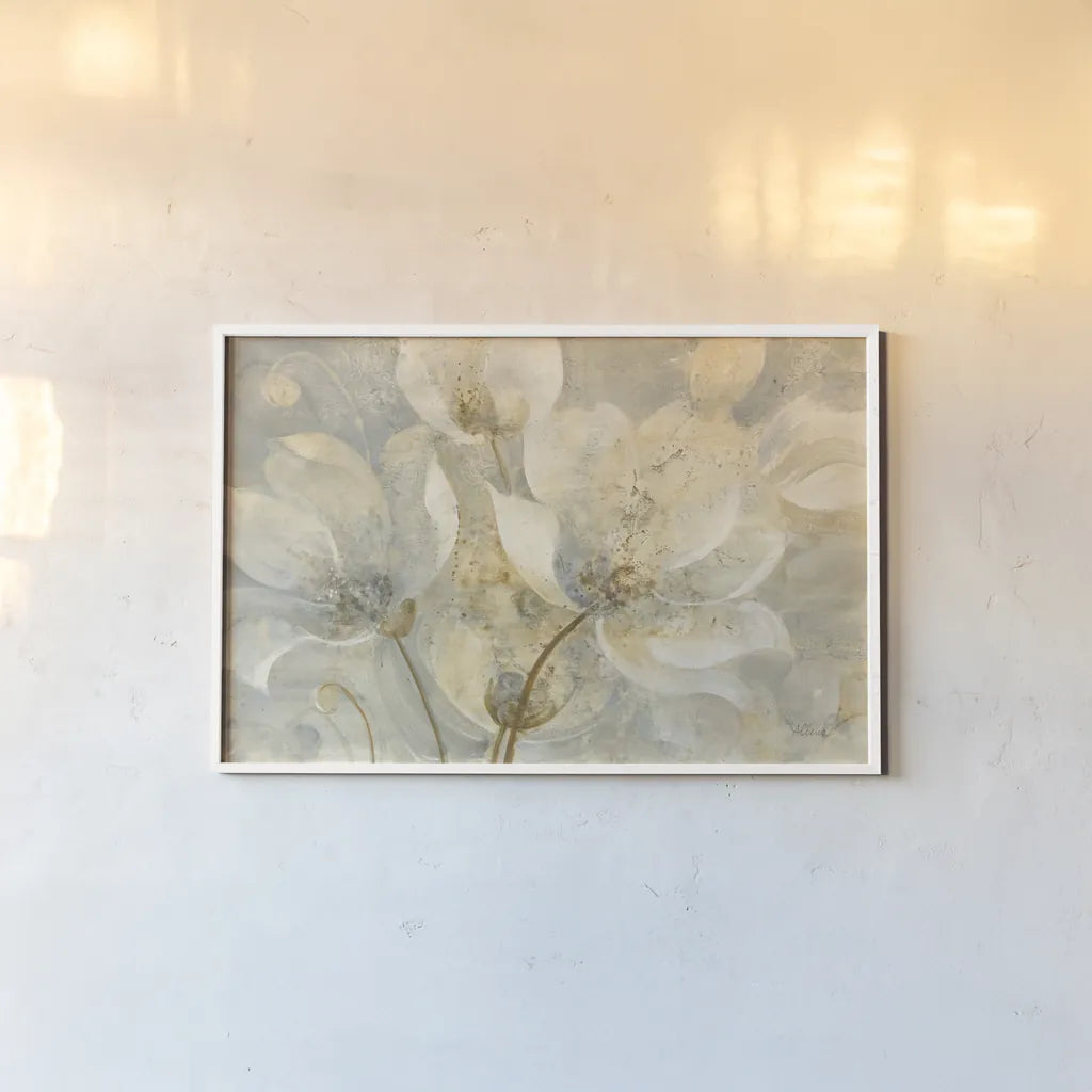 Garden Whispers by Albena Hristova. shown as a paper print in a white frame. Available as a archival giclee rolled canvas, fine art paper, or poster print. SKU 43396i.