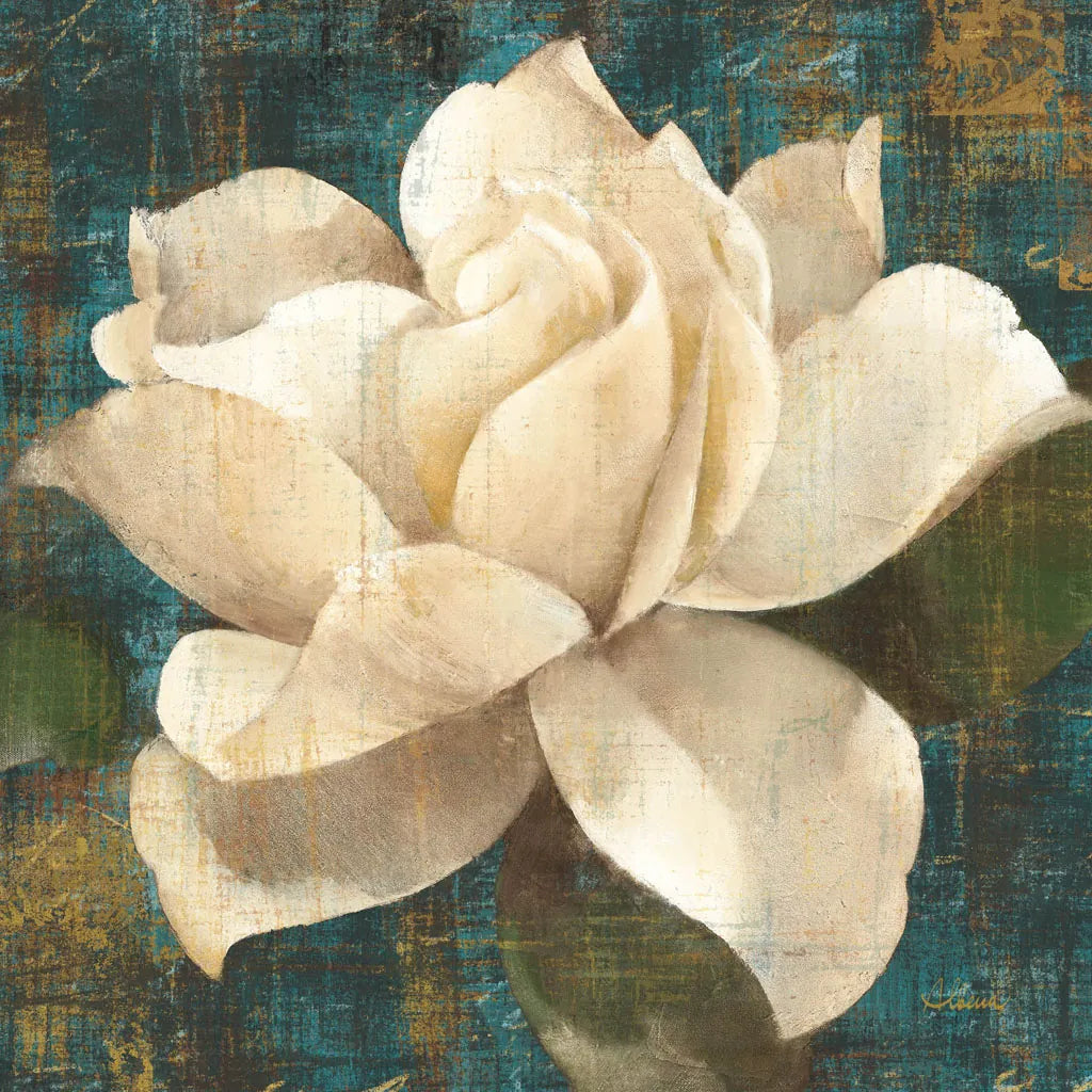 Gardenia Blossom Turquoise by Albena Hristova. SKU 10838a. Archival Giclee Fine art print for wall decor.