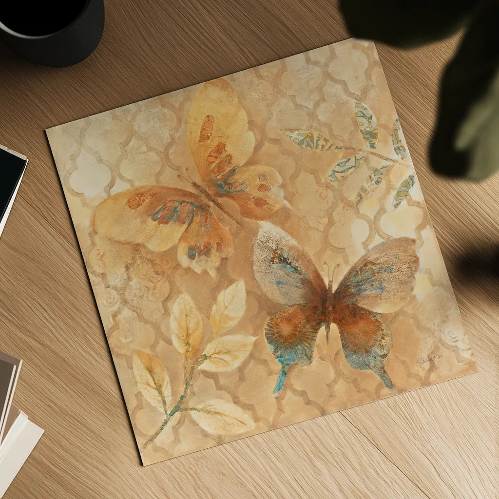 Gilded Butterfly I by Albena Hristova. Shown as a detailed flat fine art print, highlighting archival giclee quality. Available as an archival giclee rolled canvas, fine art paper, or poster print. SKU 55388a.