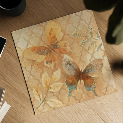 Gilded Butterfly I by Albena Hristova. Shown as a detailed flat fine art print, highlighting archival giclee quality. Available as an archival giclee rolled canvas, fine art paper, or poster print. SKU 55388a.