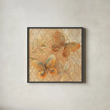 Gilded Butterfly II by Albena Hristova. Shown in a sleek black glass frame for a contemporary gallery look. Available as an archival giclee rolled canvas, fine art paper, or poster print. SKU 55389a.