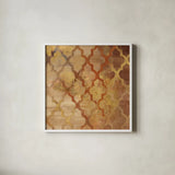 Gilded Rockin Moroccan by Albena Hristova. Shown in a crisp white glass frame for a clean and minimalist style. Available as an archival giclee rolled canvas, fine art paper, or poster print. SKU 16837a.