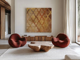 Gilded Rockin Moroccan by Albena Hristova. Shown as extra-large giant wall art in a modern living room. Available as an archival giclee rolled canvas, fine art paper, or poster print. SKU 16837a.