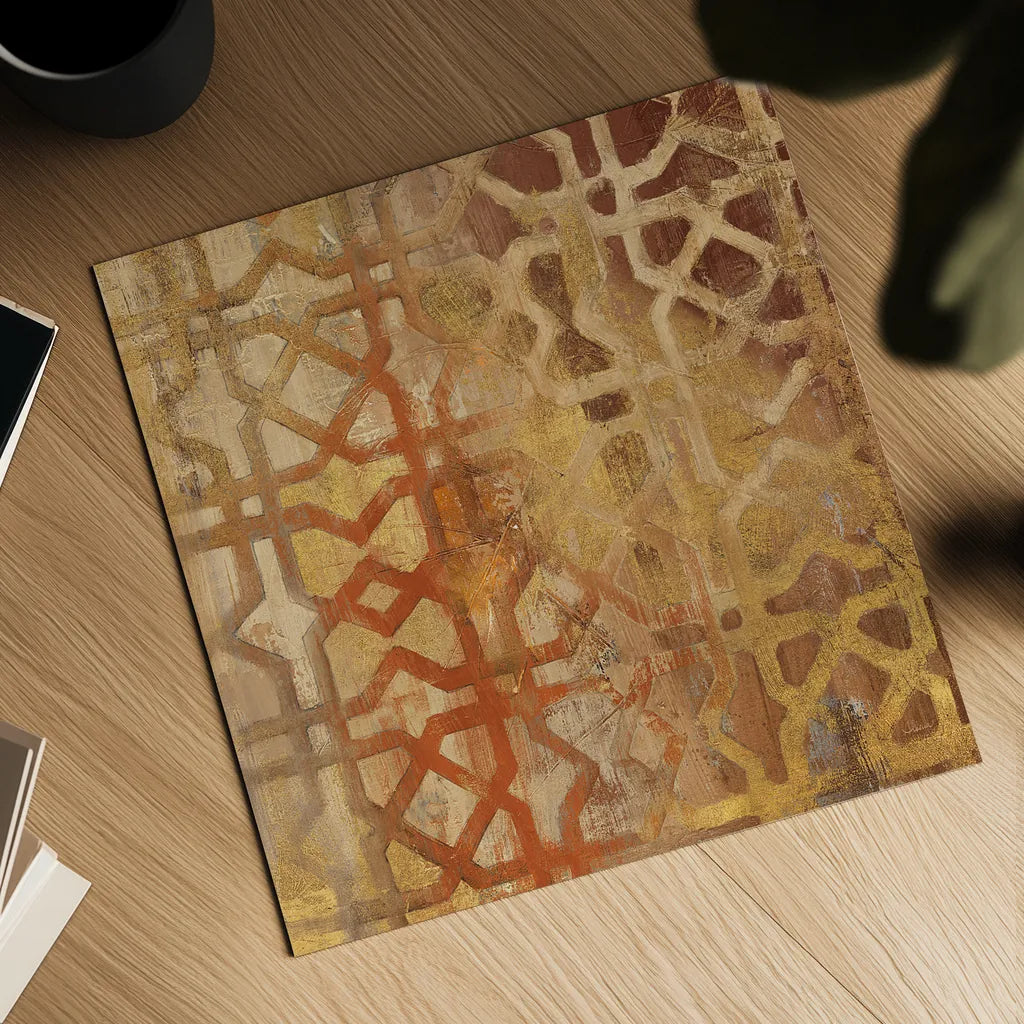 Gilded Trellis I by Albena Hristova. Shown as a detailed flat fine art print, highlighting archival giclee quality. Available as an archival giclee rolled canvas, fine art paper, or poster print. SKU 16838a.