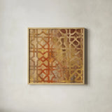 Gilded Trellis I by Albena Hristova. Shown in a natural wood glass frame for a timeless modern aesthetic. Available as an archival giclee rolled canvas, fine art paper, or poster print. SKU 16838a.