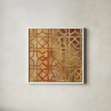 Gilded Trellis I by Albena Hristova. Shown in a crisp white glass frame for a clean and minimalist style. Available as an archival giclee rolled canvas, fine art paper, or poster print. SKU 16838a.