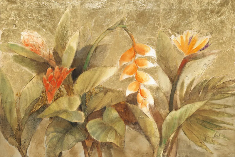 Gilded Tropics by Albena Hristova. SKU 54422i. Archival Giclee Fine art print for wall decor.