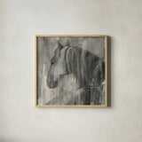 Glance Greige Crop by Albena Hristova. Shown in a natural wood glass frame for a timeless modern aesthetic. Available as an archival giclee rolled canvas, fine art paper, or poster print. SKU 27037a.