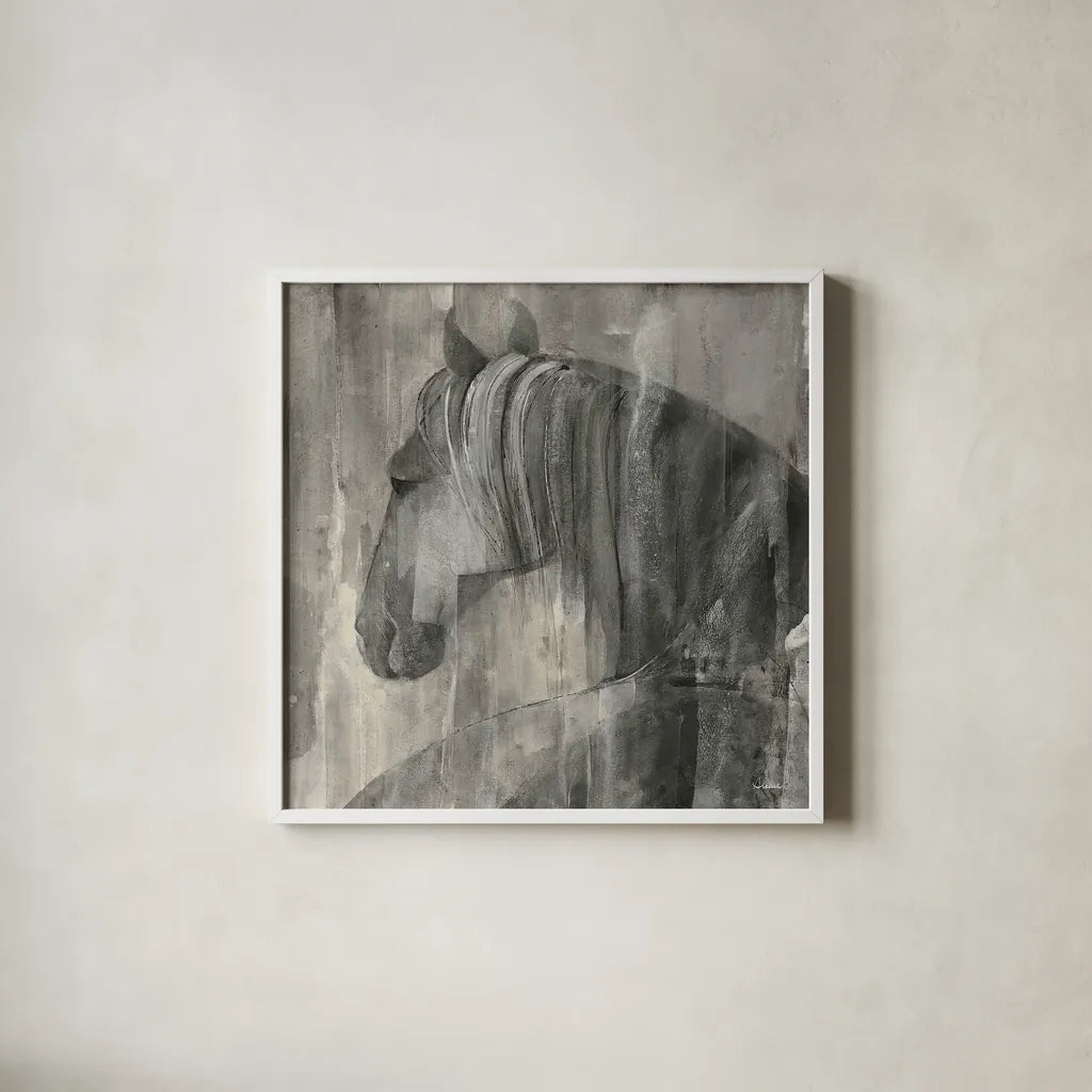 Glance Greige Crop by Albena Hristova. Shown in a crisp white glass frame for a clean and minimalist style. Available as an archival giclee rolled canvas, fine art paper, or poster print. SKU 27037a.